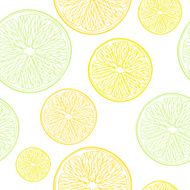 Lime lemon and orange slices seamless pattern White back