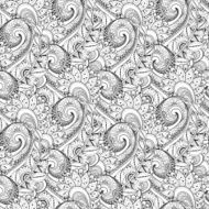 Seamless Monochrome Floral Pattern (Vector) N27