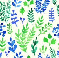 Floral watercolor painted vector pattern design