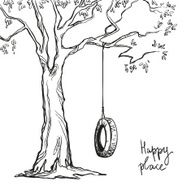 tree with a tyre swing Vector illustration