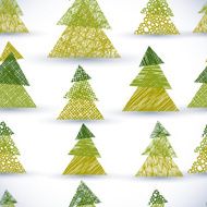 Christmass tree seamless pattern hand drawn lines textures N5