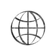 Earth simplistic vector icon with pixel print halftone dots