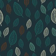 Dark stylish seamless pattern with textured leaves
