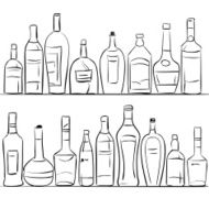 Sketch bottles set vector illustration
