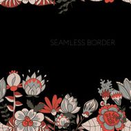 border with abstract hand-drawn flowers N9