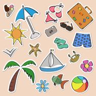 Summer stickers set