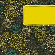 floral background with yellow label