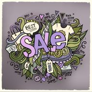 Sale cartoon hand lettering and doodles elements background N2