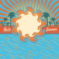 Summer design template Funny Sea Life Sun label palm