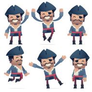 set of pirate character in different poses