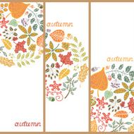 Autumn vertical banner set Leaf branches berries acorn