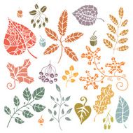 Set Decorative Autumn leaves berries acorns N5