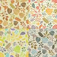 Vector autumn seamless pattern set Leaves branches outline
