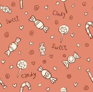 cute hand drawn doodle candy lollipop sweets seamless pattern N3