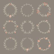 Set of 9 hand drawn wreaths N2