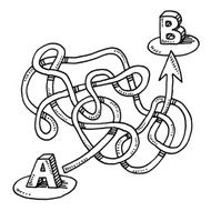 Circuitous Route A to B Arrow Drawing
