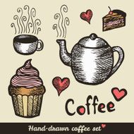 Hand drawn coffee and cakes N2
