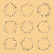 Set of 9 hand drawn wreaths N3