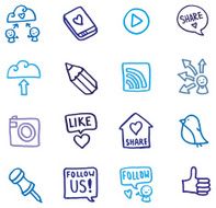Sharing and social networking doodle icon set N2