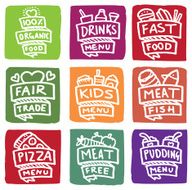 Menu item icons block icon set