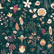 Seamless texture with flowers and birds N8