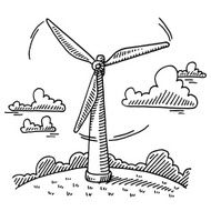 Rotating Wind Turbine Drawing