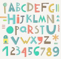 Cute alphabet and figures Isolated Vector N2