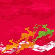 Christmas Reindeer on Red Background