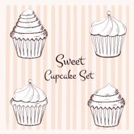hand drawn cupcake set N3