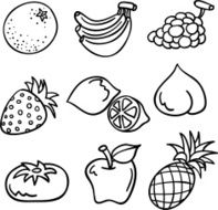 Fruit collection in black and white N2