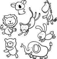 Cartoon animal in black and white