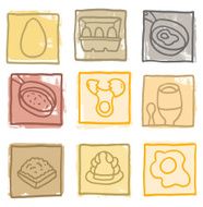 Retro style egg icon blocks