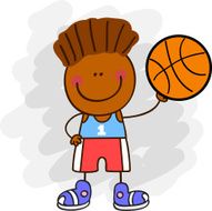 happy black basketball player kid cartoon illustration N2