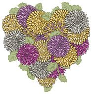 Doodled Chrysanthemum Floral Heart
