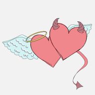Angel and devil heart doodle N2