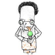 Nerd boy with ice cream