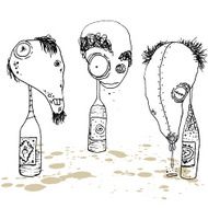 Grotesque heads bottle-bÐ¾dies