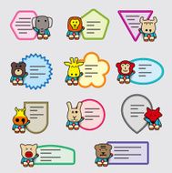 cute animal label set N2