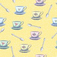 Sketchy Tea Cups &amp; Spoons