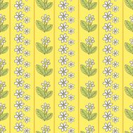 Doodled Daisies &amp; Leaves On Yellow