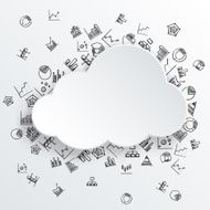 Abstract cloud with hand drawn diagram icons