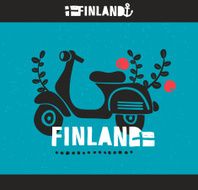Vintage scooter traveling in Finland