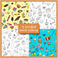 Birthday party and sweets seamless patterns N2