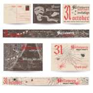 Set of vintage post stamps for Halloween party N2