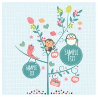 animals on tree illustration N2