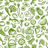 Healthy food seamless pattern sketch for your design