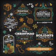 Hand Drawn Blackboard Christmas Labels &amp; Badges N5