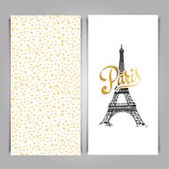 Eiffel tower parisian symbol Vector greeting art deco styled card N2