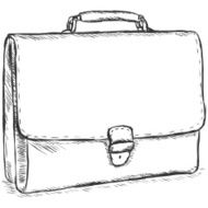 vector sketch illustration - leather briefcase