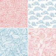 Set of waves and clouds seamless patterns N2